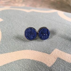 *FREE* Royal Blue Druzy Earrings NWOT